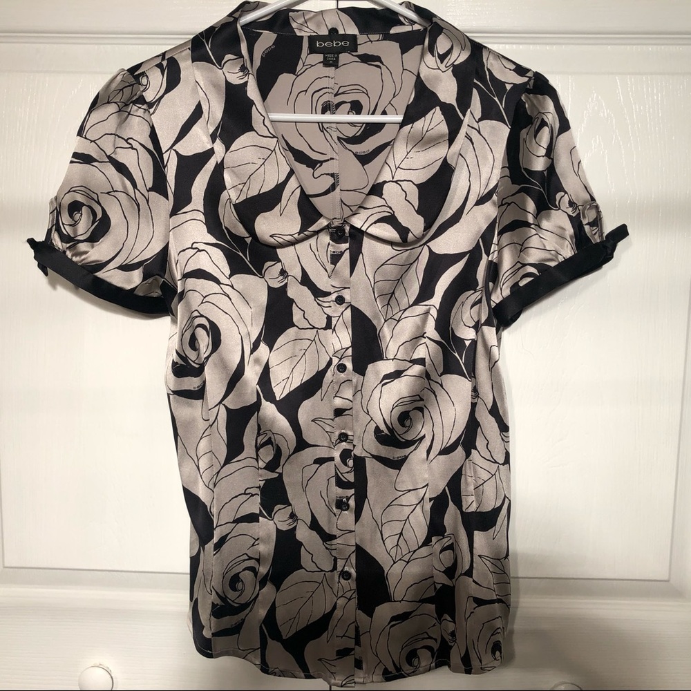 Bebe blouse, black and silver, M